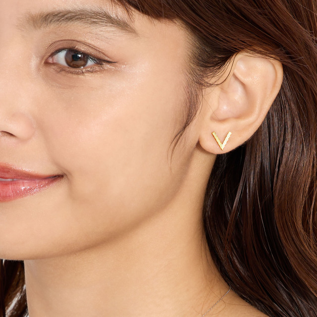 ピアス レディース 18金 地金 V デザイン K18 ゴールド le51-0002-yg