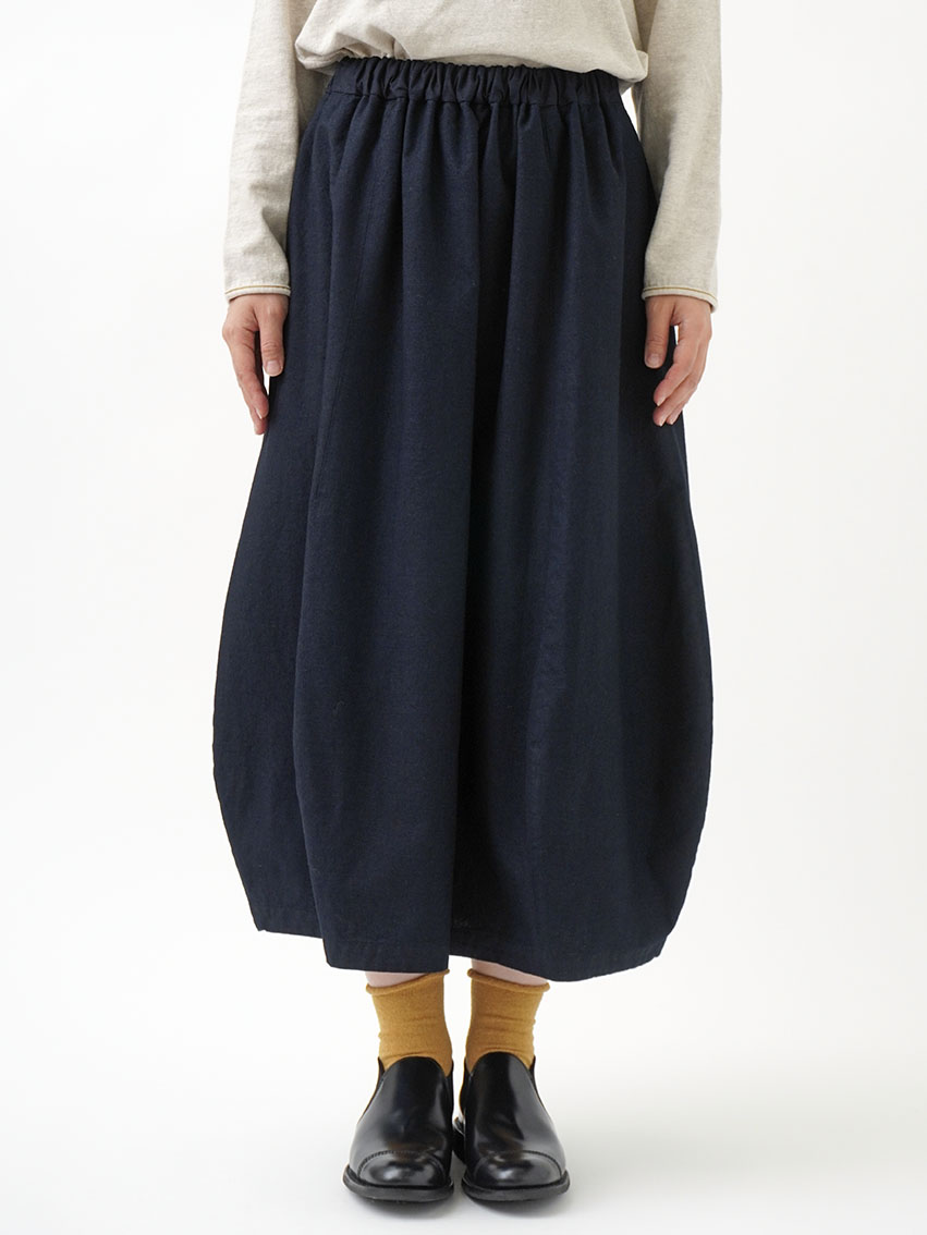 16／－インディゴ平織りバルーンスカート