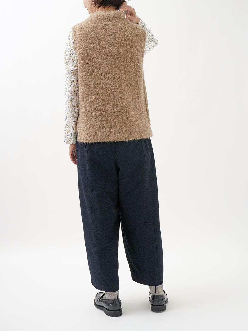 16／－インディゴ平織りバルーンギャザーパンツ