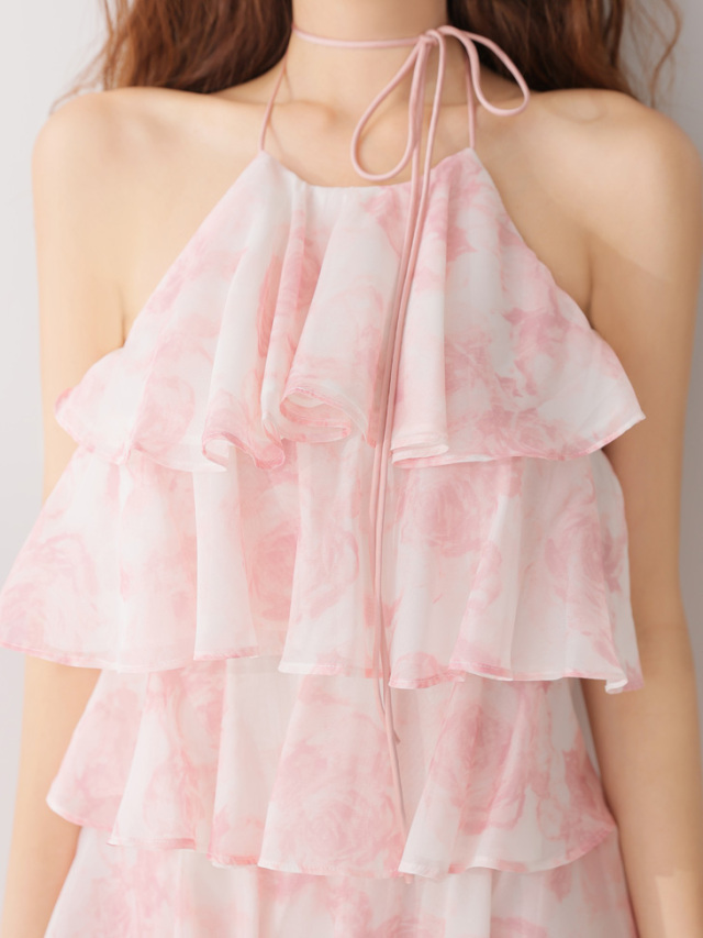 XSサイズあり】シアーローズティアードワンピース(fm4502)