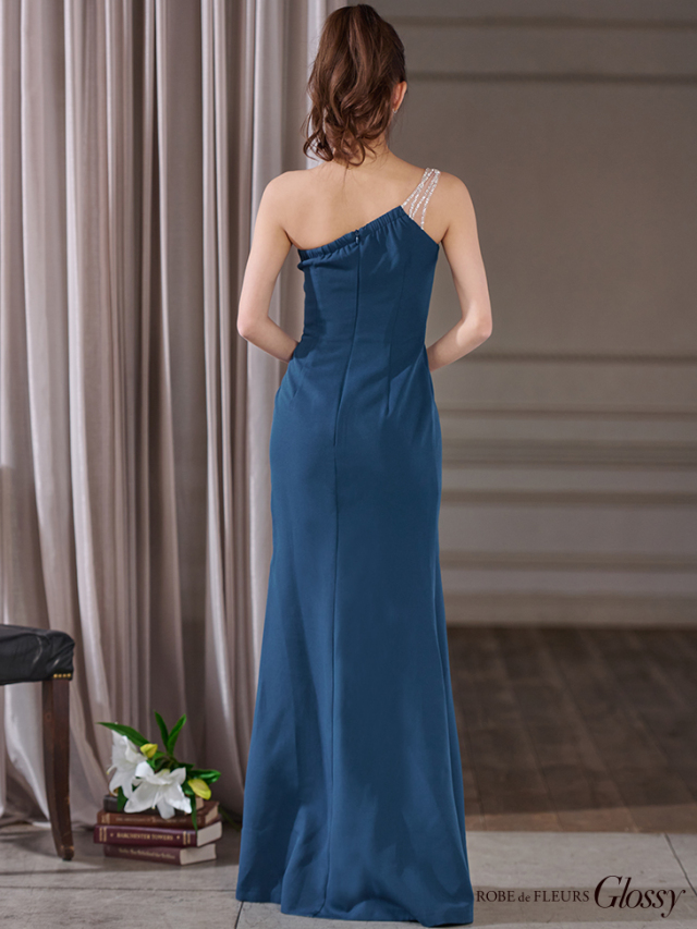 Lサイズあり】ワンショルダービジューロングキャバドレス【ストレッチ