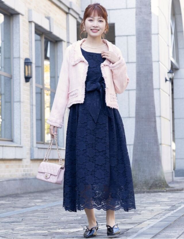 総レースクラシックワンピース マタニティ 授乳服 産後も使える【ご