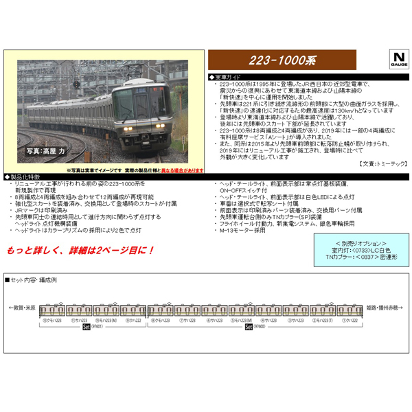 TOMIX 97600/97601 223系1000番代（8両編成/4両編成）各セット