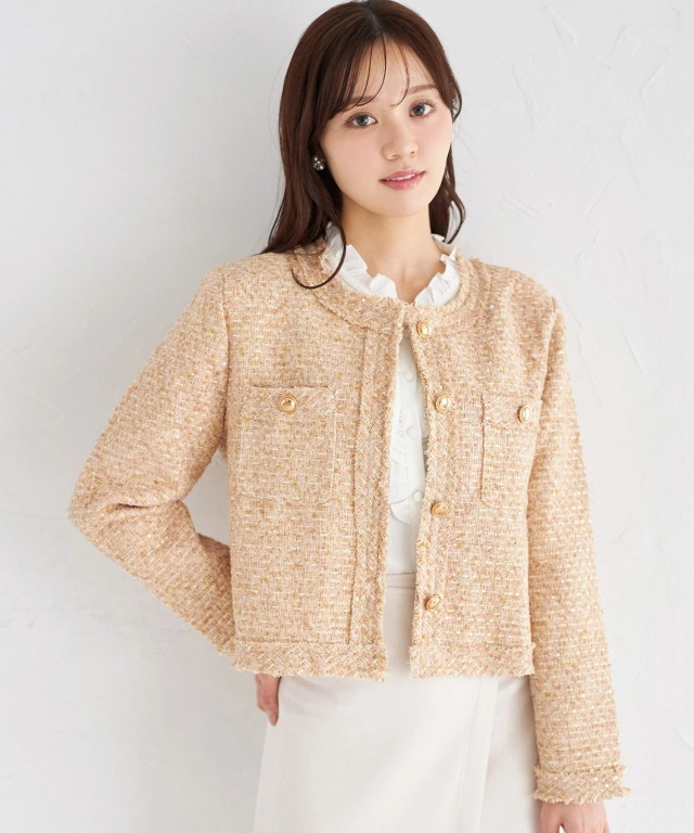 ゴールド釦スパンコールツイードジャケット