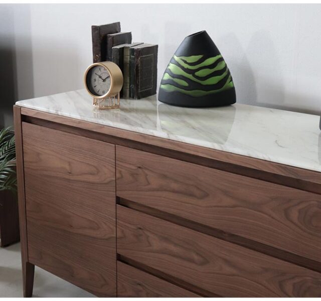 サイドボード 幅150cm ウォールナット 天板大理石 HOBANG｜モダン家具