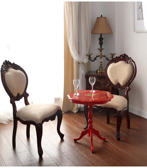 イタリア製 象嵌コーヒーテーブル（サイドテーブル） レッド｜Y-KAGU