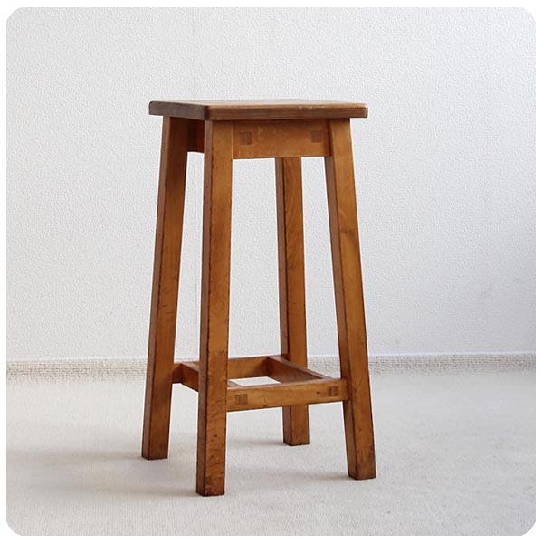 イギリス アンティーク ハイスツール 椅子 飾り台 カントリー 無垢材