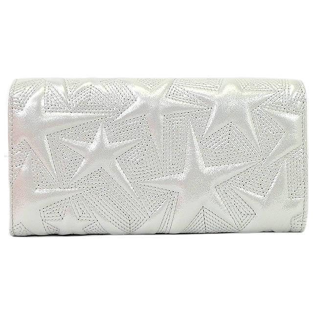 CHANEL シャネル スター エンボス フラップ 長財布 シルバー