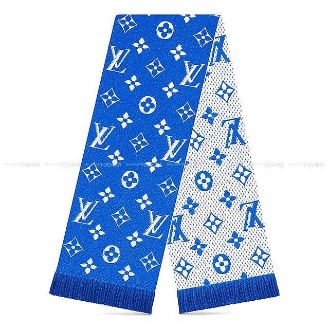ルイ・ヴィトン マフラー エシャルプ・ロゴマニア デュオ ブルー/白