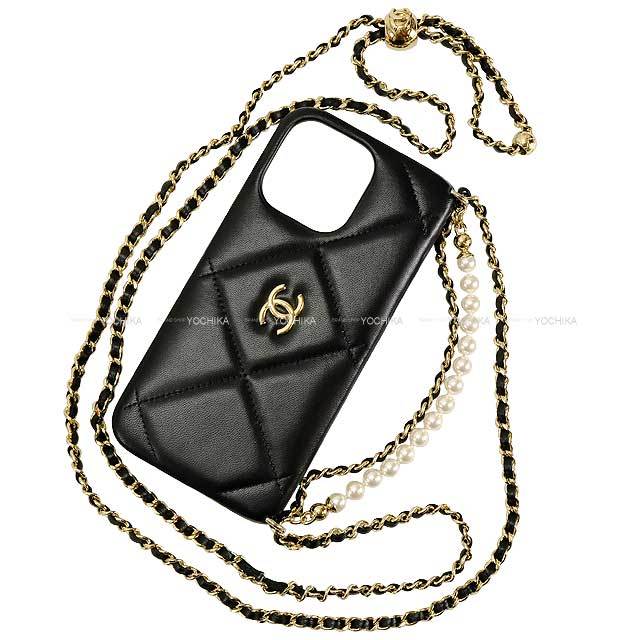 CHANEL iPhone15PRO スマホケース ココマーク ラムスキン CHANEL