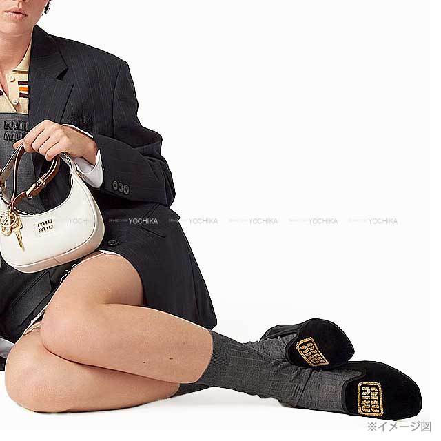 MIUMIU ミュウミュウ スリッパ ロゴ ベルベット フラットシューズ