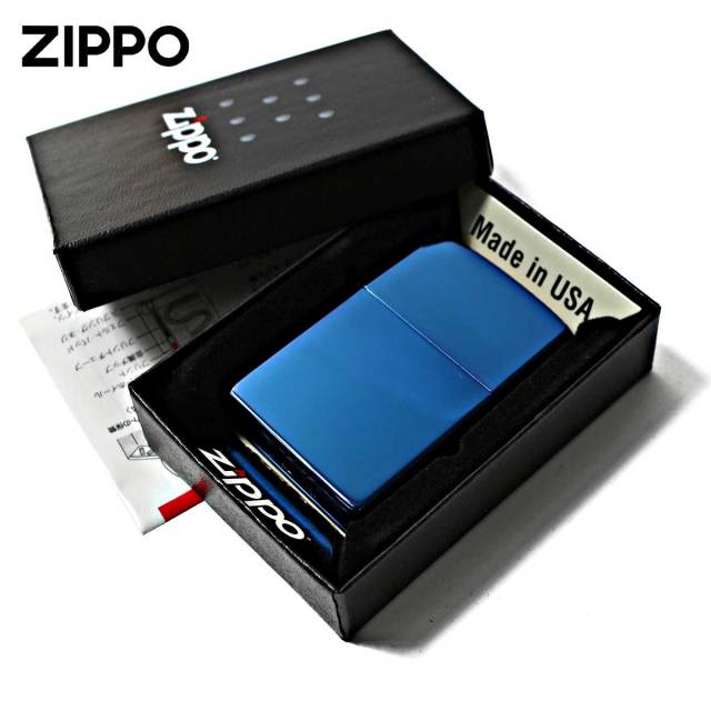 Zippo ジッポー サファイア 無地 青 ブルー 鏡面 ポリッシュ High