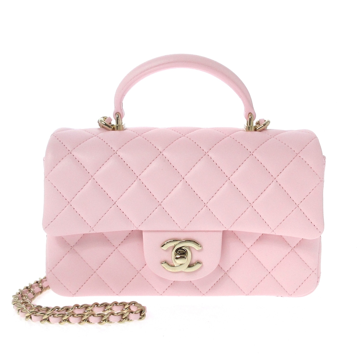 シャネル/ハンドバッグ/トップハンドルミニフラップバッグ/マトラッセ