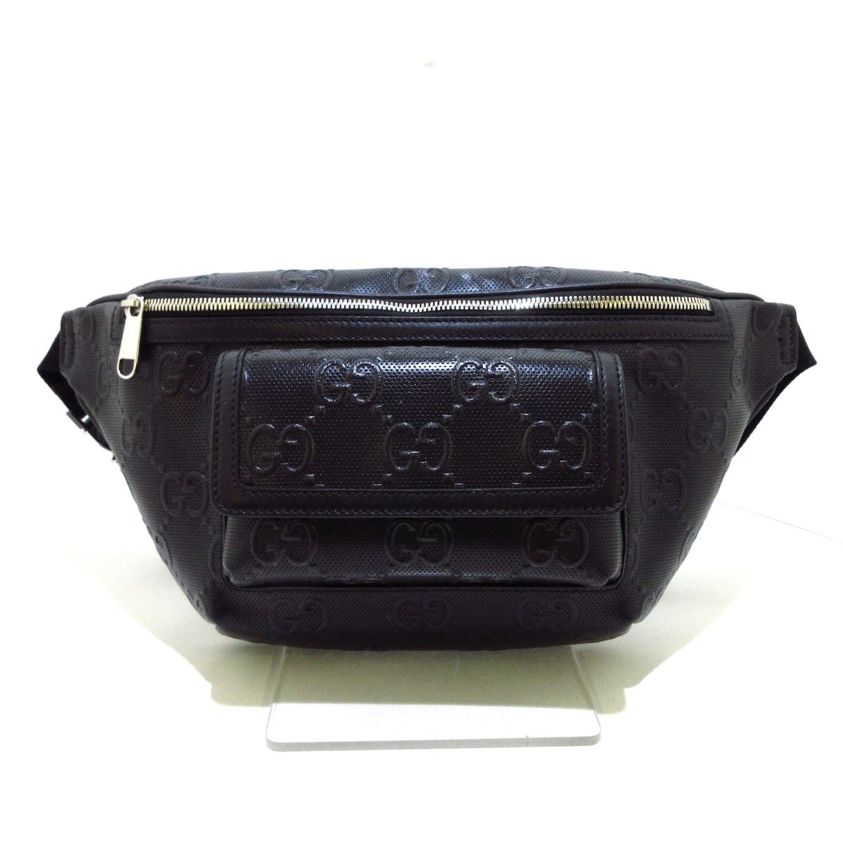 グッチ/ウエストポーチ/GGエンボス ベルトバッグ/黒/レザー/型番