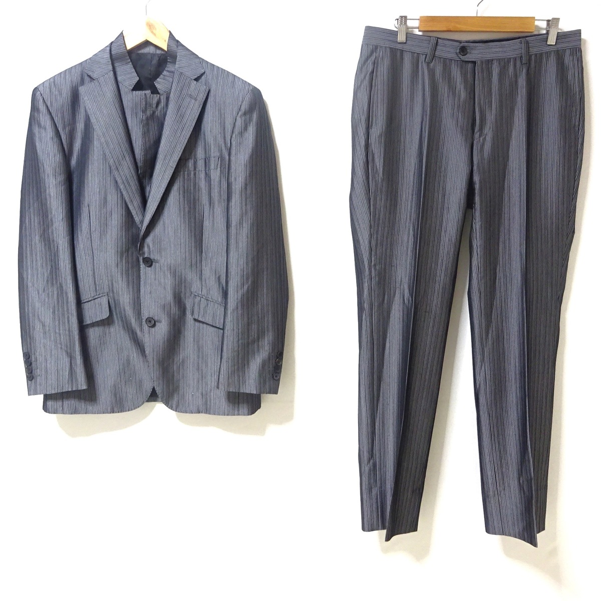 メンズティノラス/メンズスーツ/シルバー×黒/サイズ：ジャケット：LL