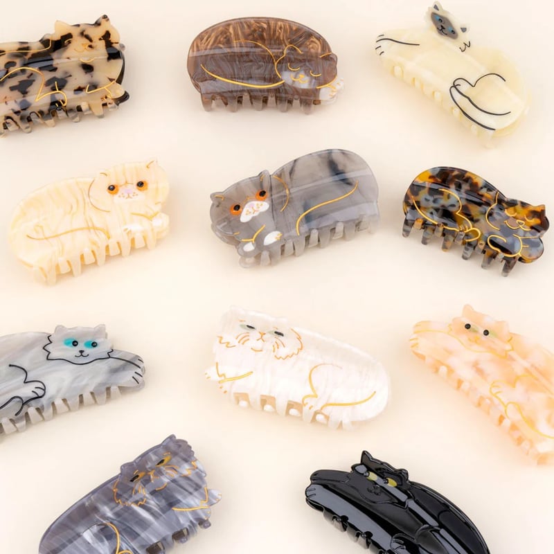 Coucou Suzette】Gray Cat ヘアクリップ | goldandbouncy