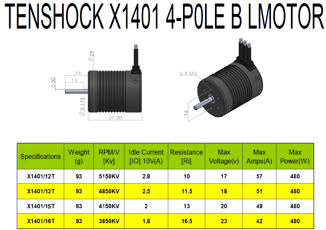 X1401 4 POLE BRUSHLESS MOTOR