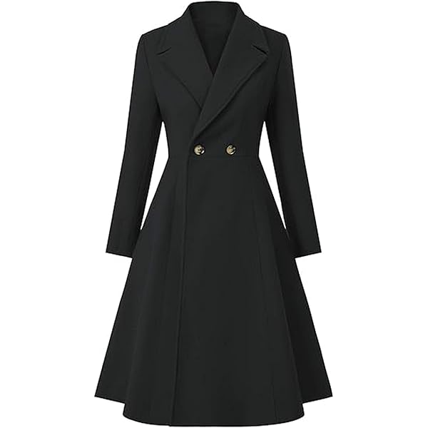 Amazon.com: Women's Swing Double Breasted Coat Wool Blends Trench