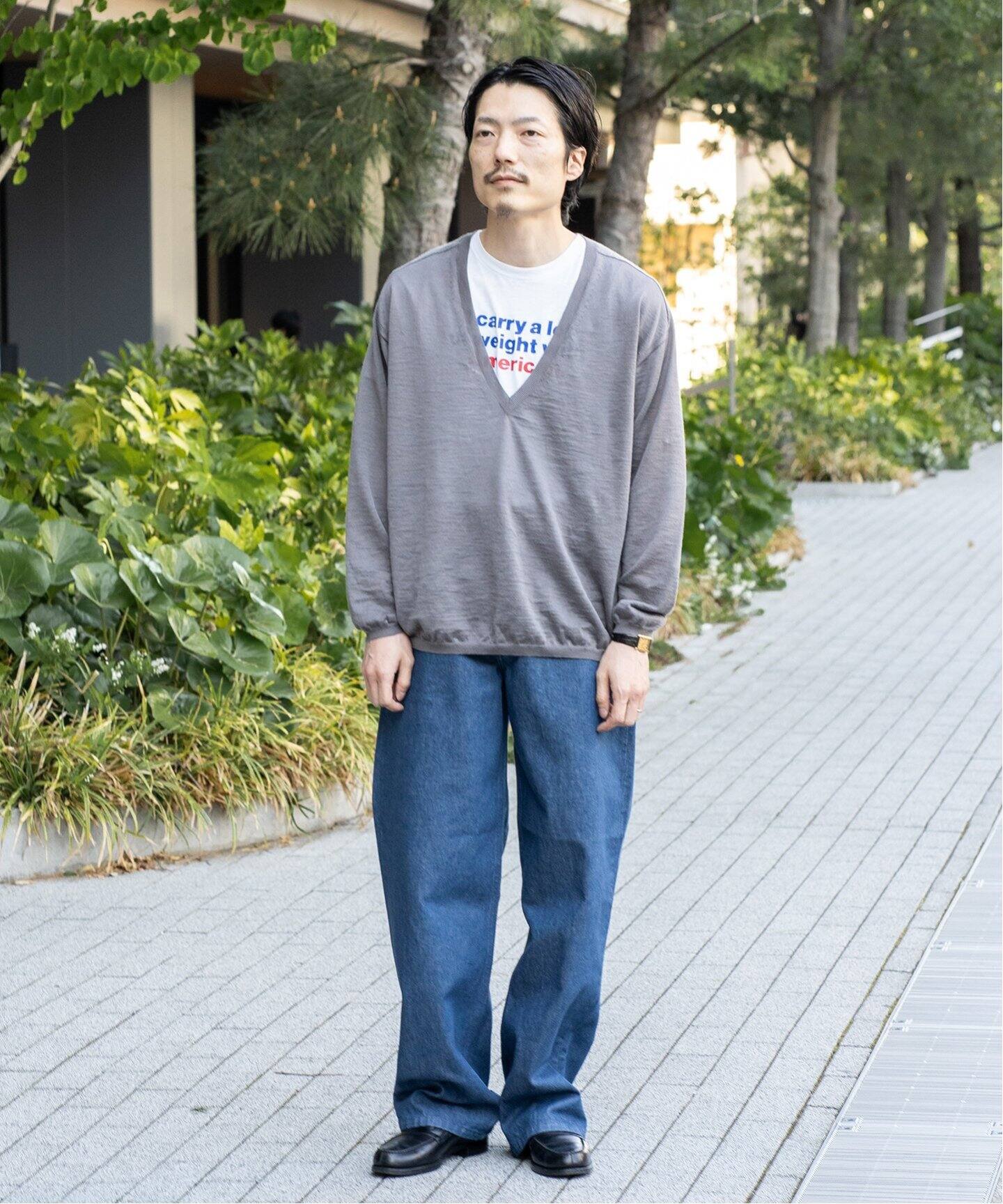 BATONER / バトナー】別注 Ramie V Neck Knit（ニット／セーター）｜L