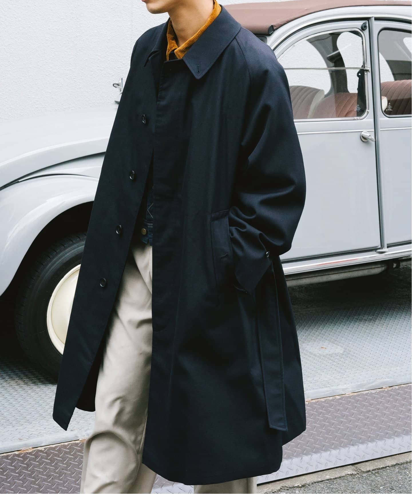 LE / エルイー】ウール バルカラー コート（ステンカラーコート）｜L