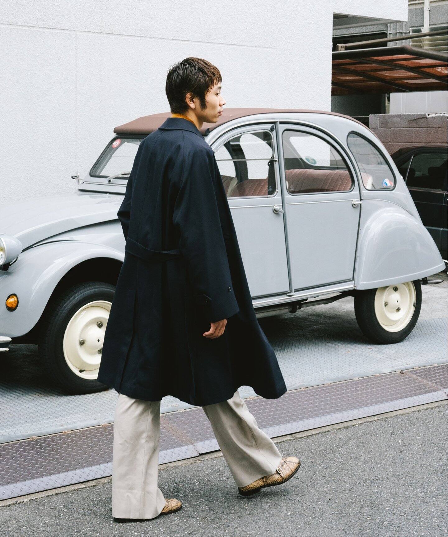 LE / エルイー】ウール バルカラー コート（ステンカラーコート）｜L