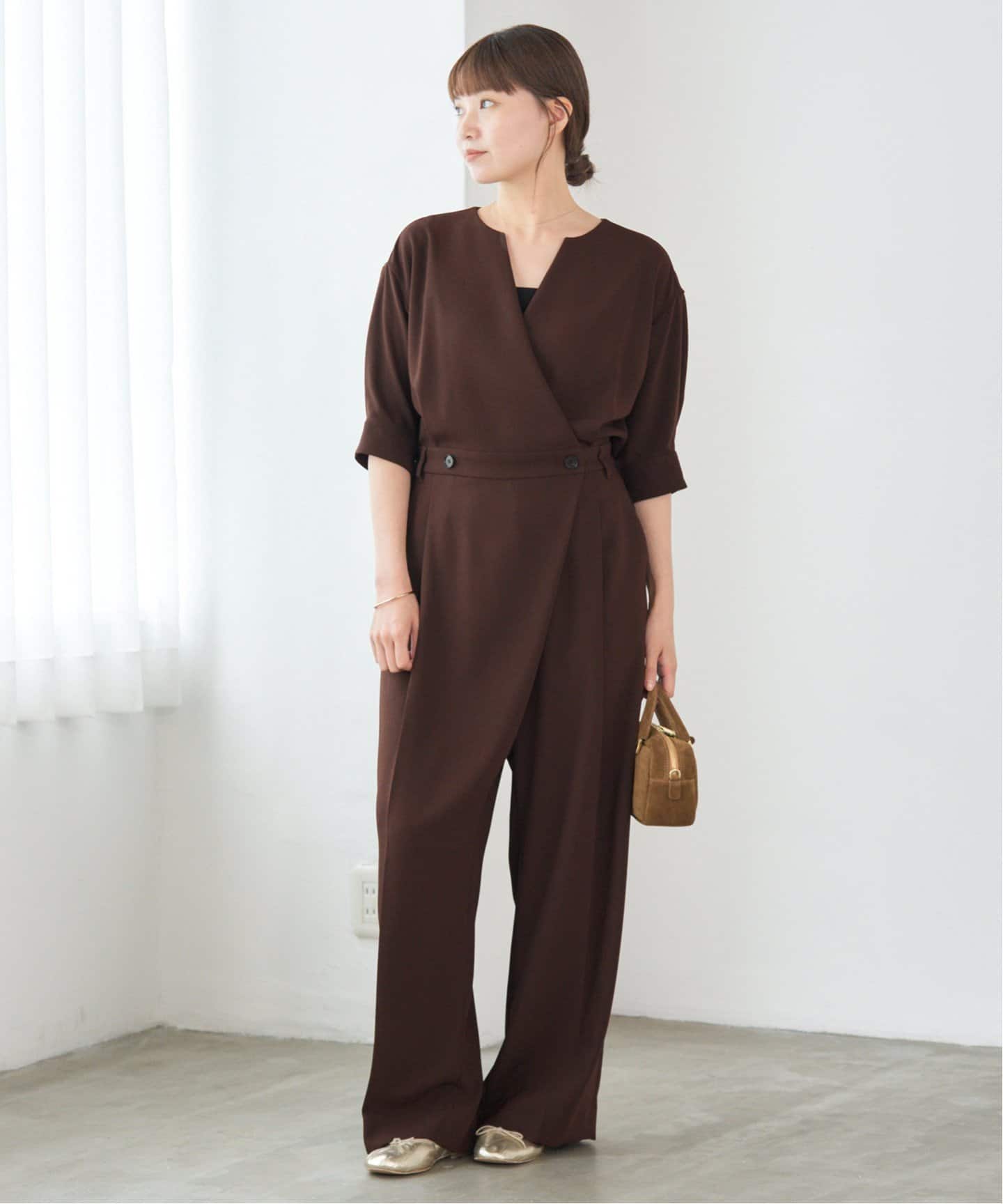 カシュクール ハーフスリーブオールインワン（つなぎ／オールインワン