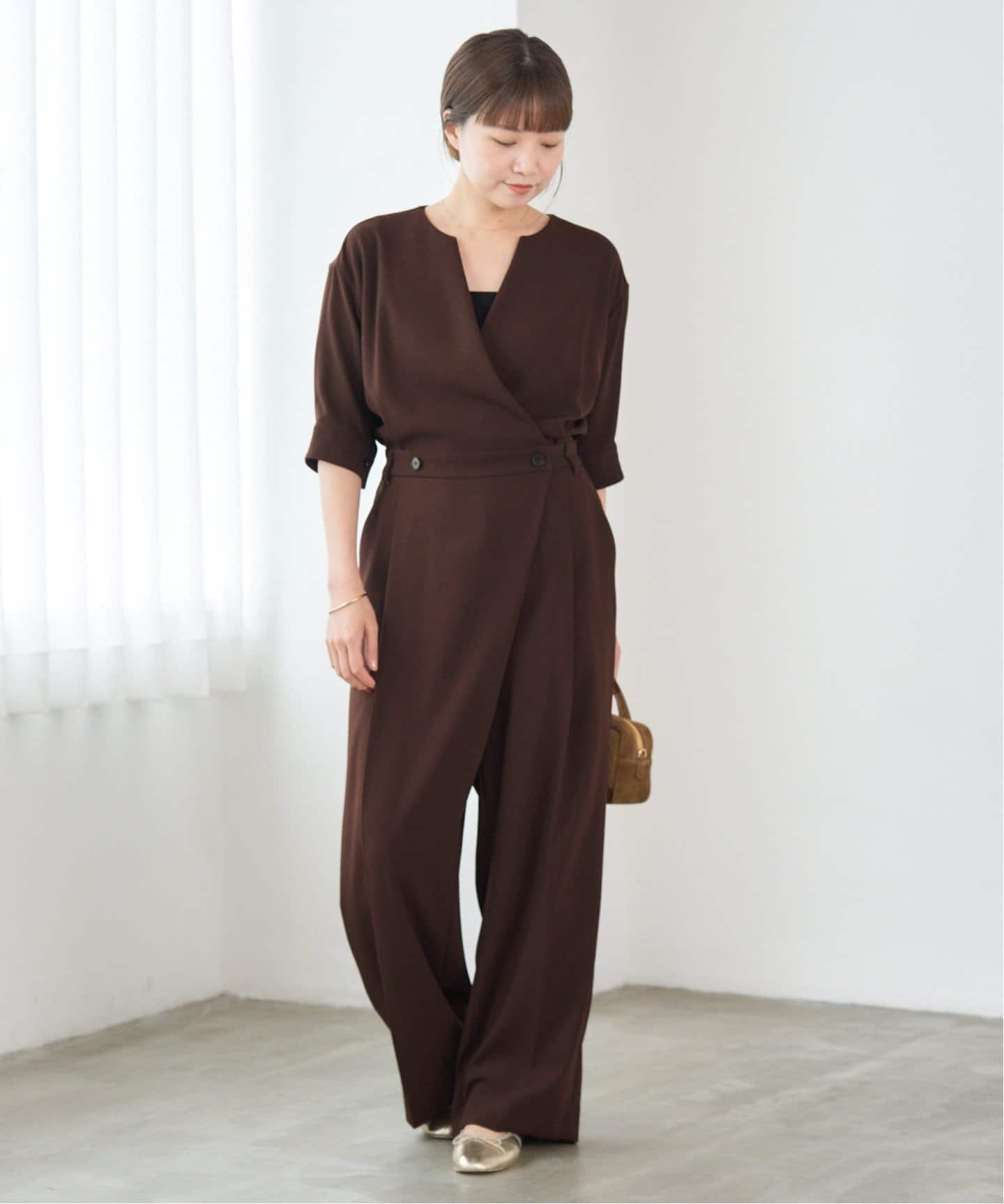 カシュクール ハーフスリーブオールインワン（つなぎ／オールインワン