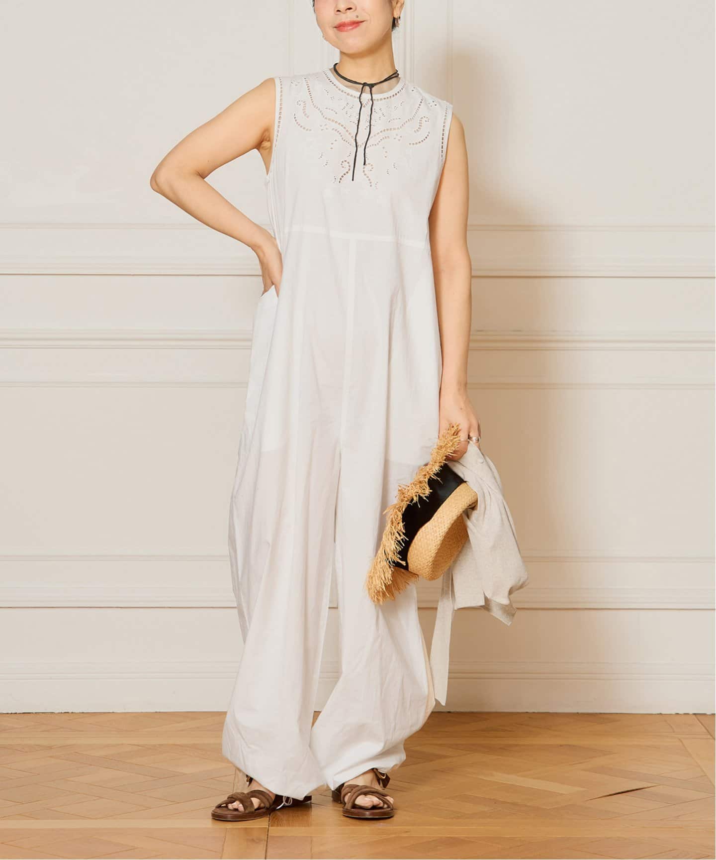 IENA LA BOUCLE カットワークレースオールインワン（つなぎ