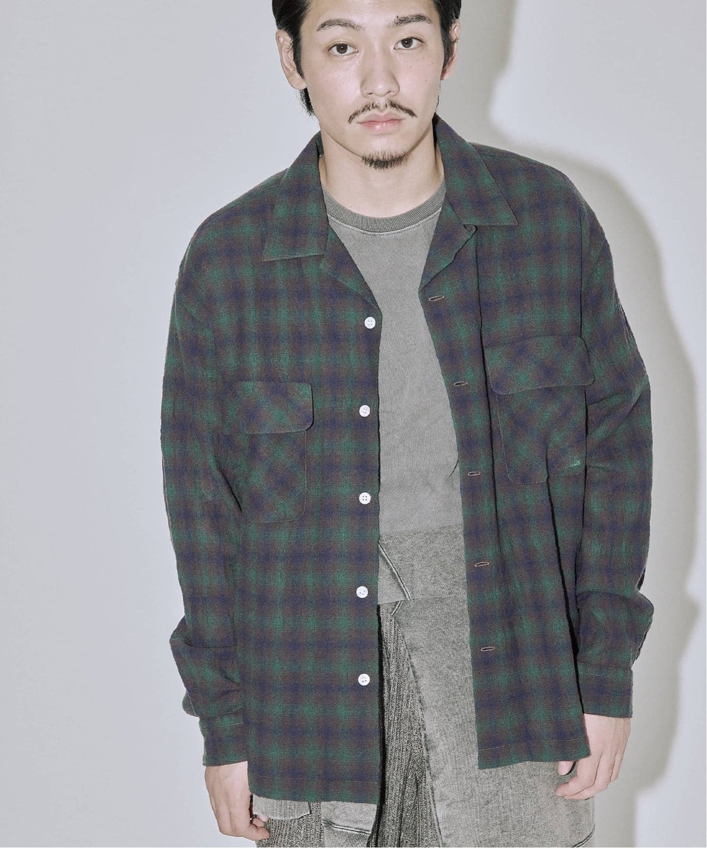 Stead / ライト ウール オンブレー チェック シャツ（シャツ／ブラウス