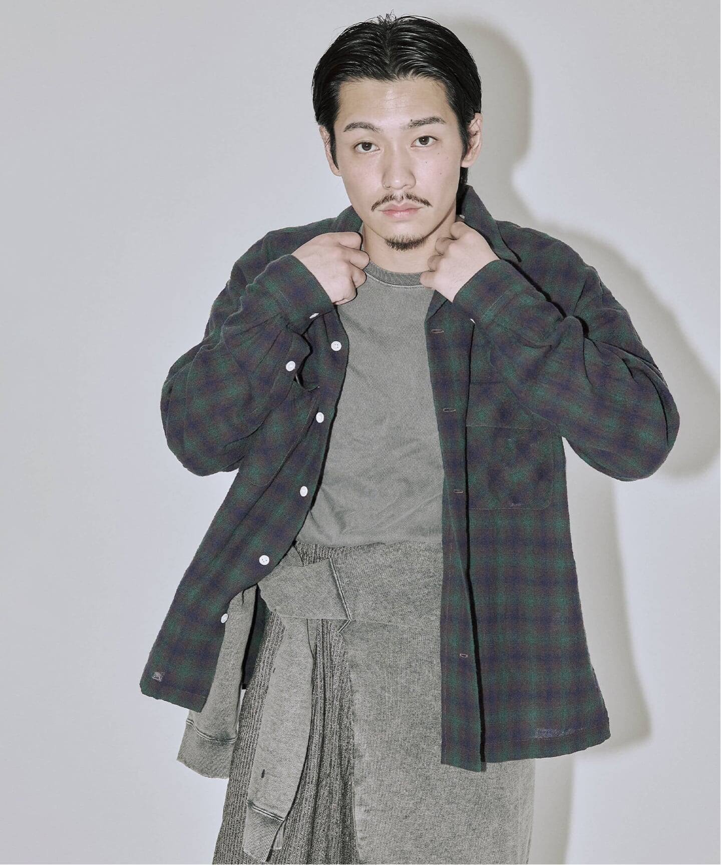 Stead / ライト ウール オンブレー チェック シャツ（シャツ／ブラウス