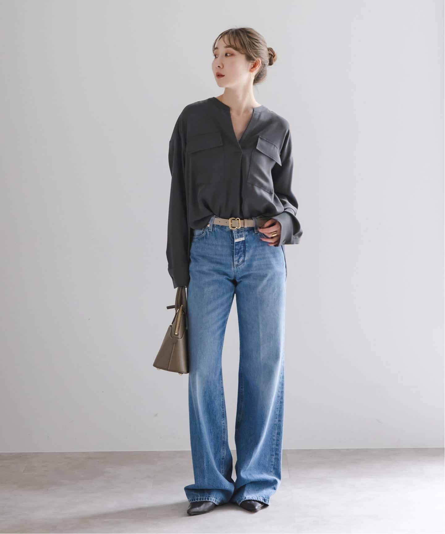 追加・WEB限定カラー》ワークディテールドレープシャツ（シャツ