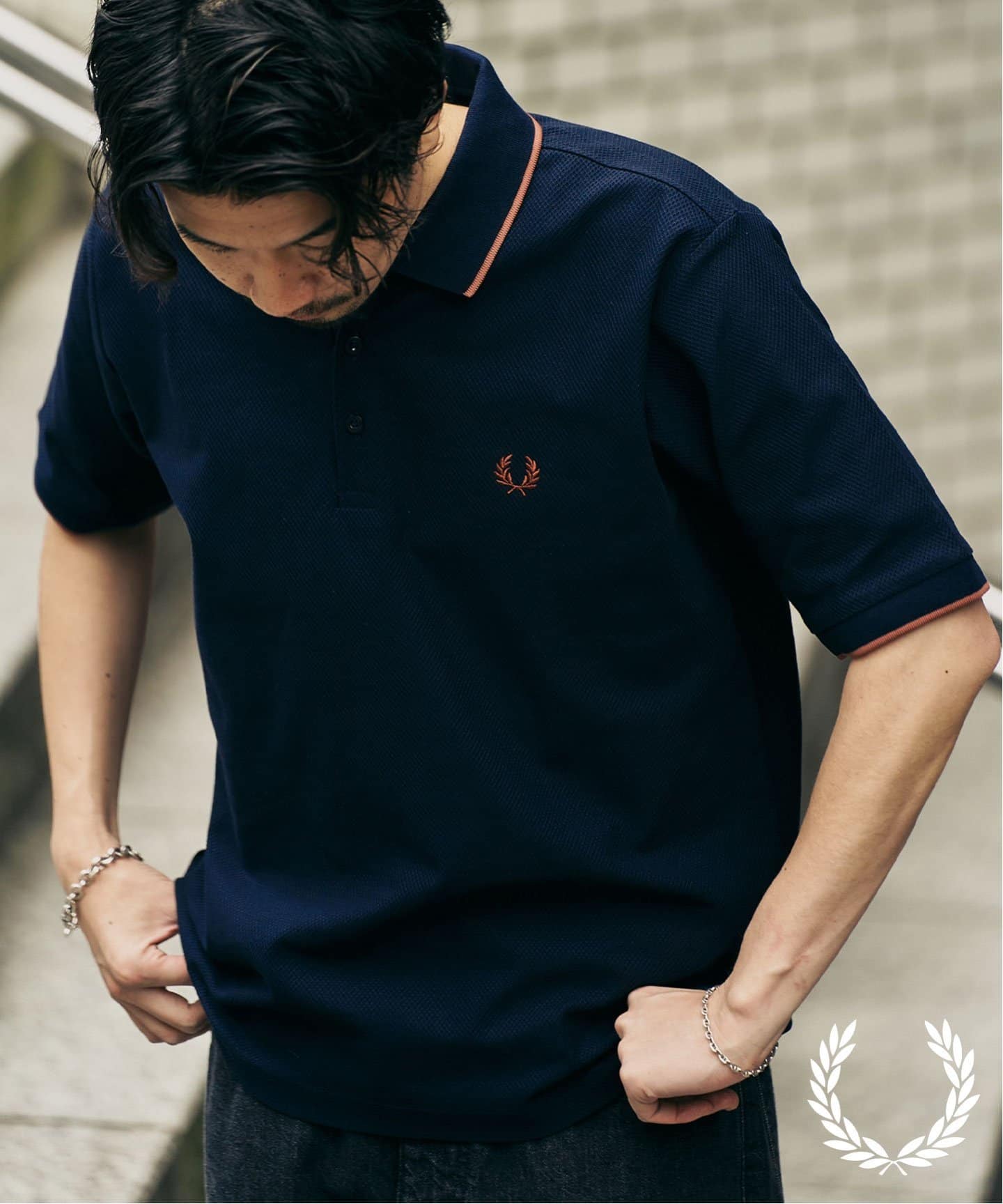 FRED PERRY 417別注 Textured Single Tipped Sh（ポロシャツ）｜417