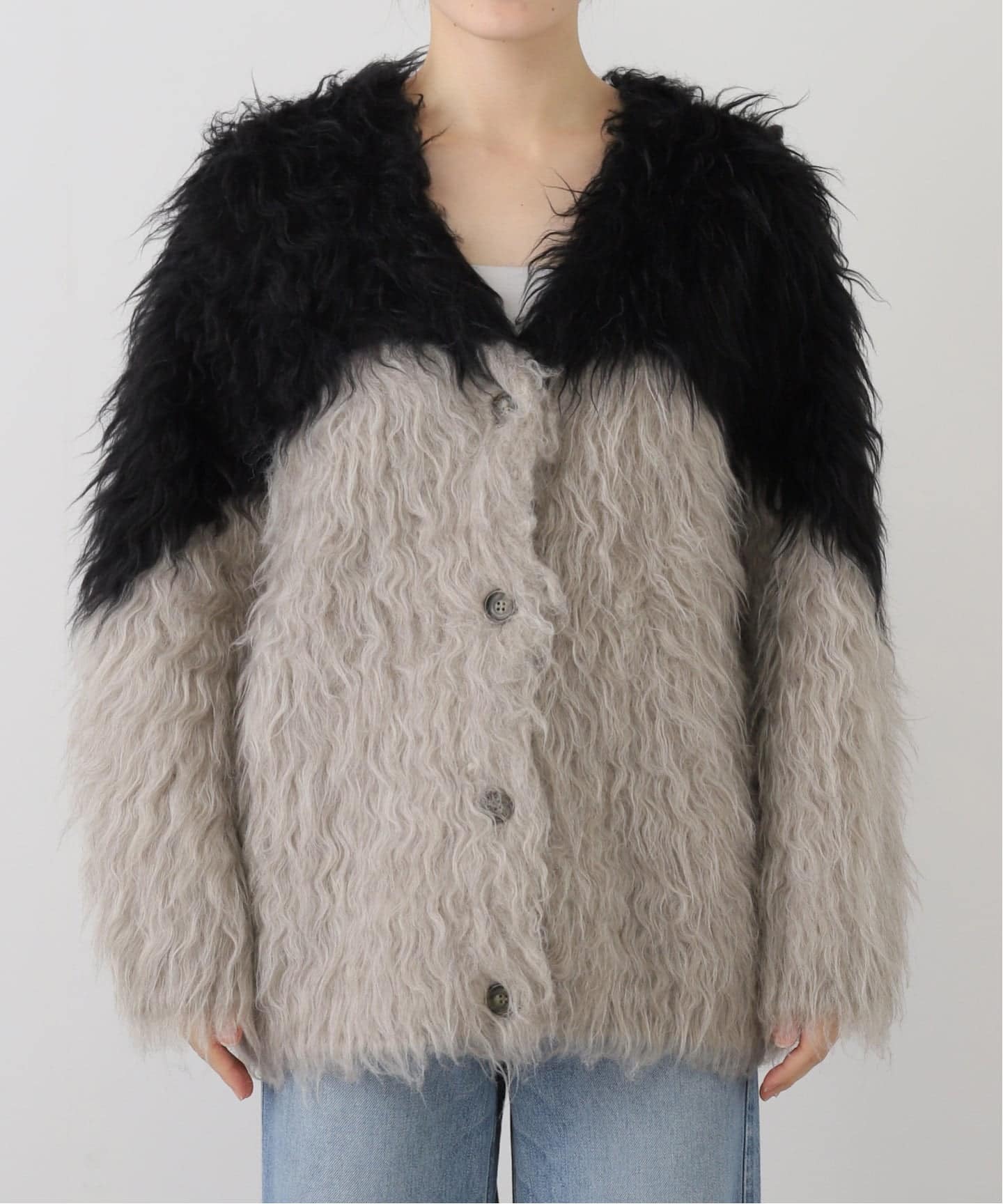 CLANE BI COLOR SHAGGY KNIT CARDIGAN（ニット／セーター）｜BOICE