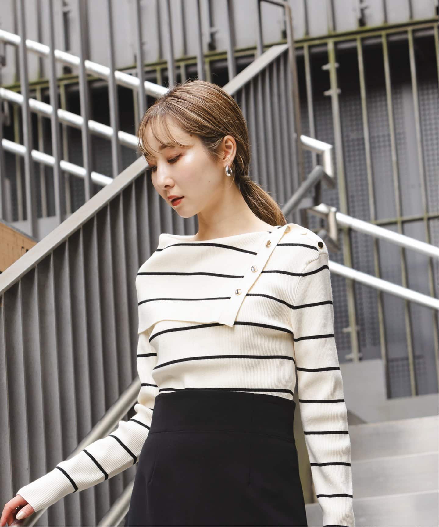 ショルダーボタンタイトリブニット（ニット／セーター）｜NOBLE