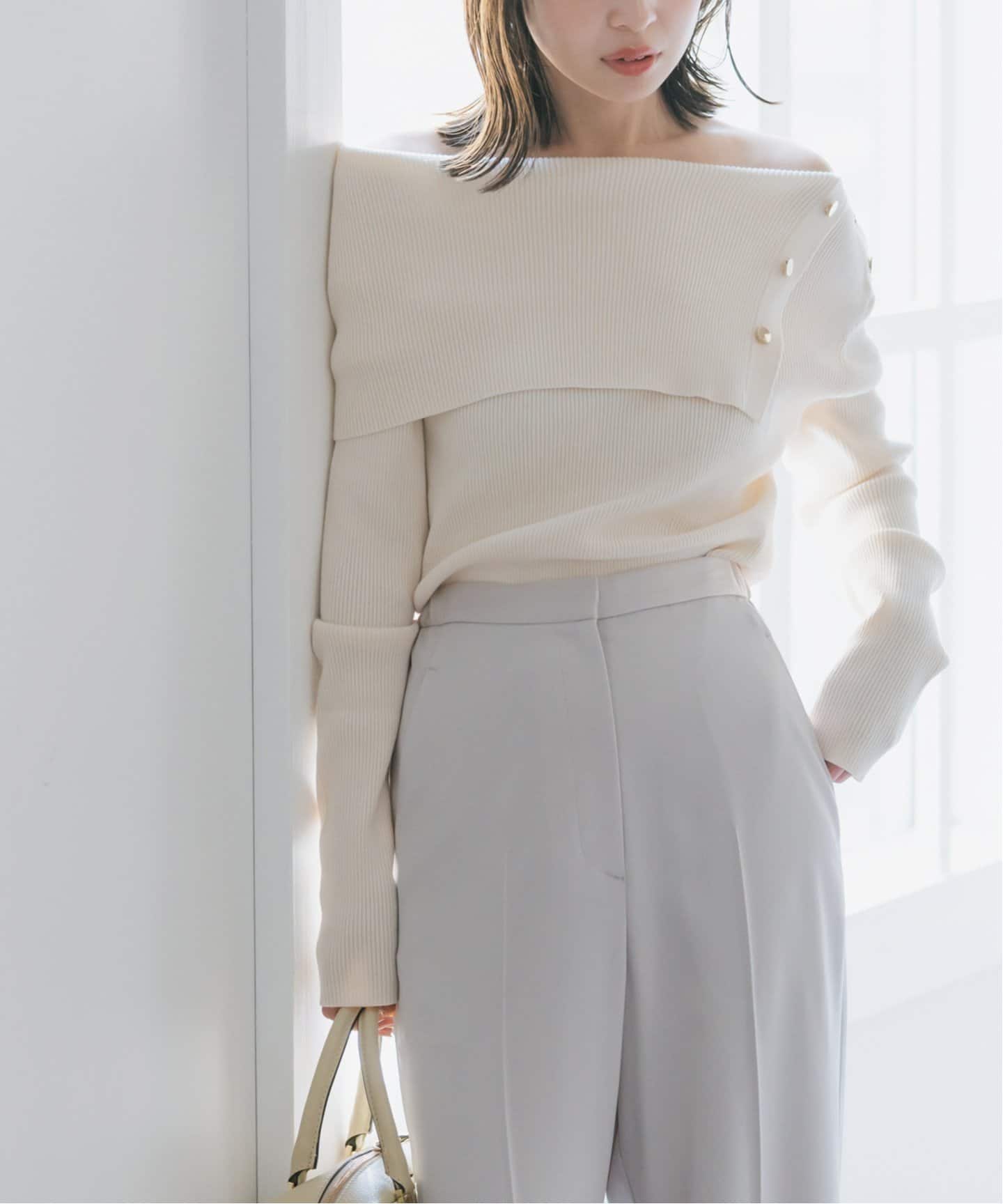 ショルダーボタンタイトリブニット（ニット／セーター）｜NOBLE