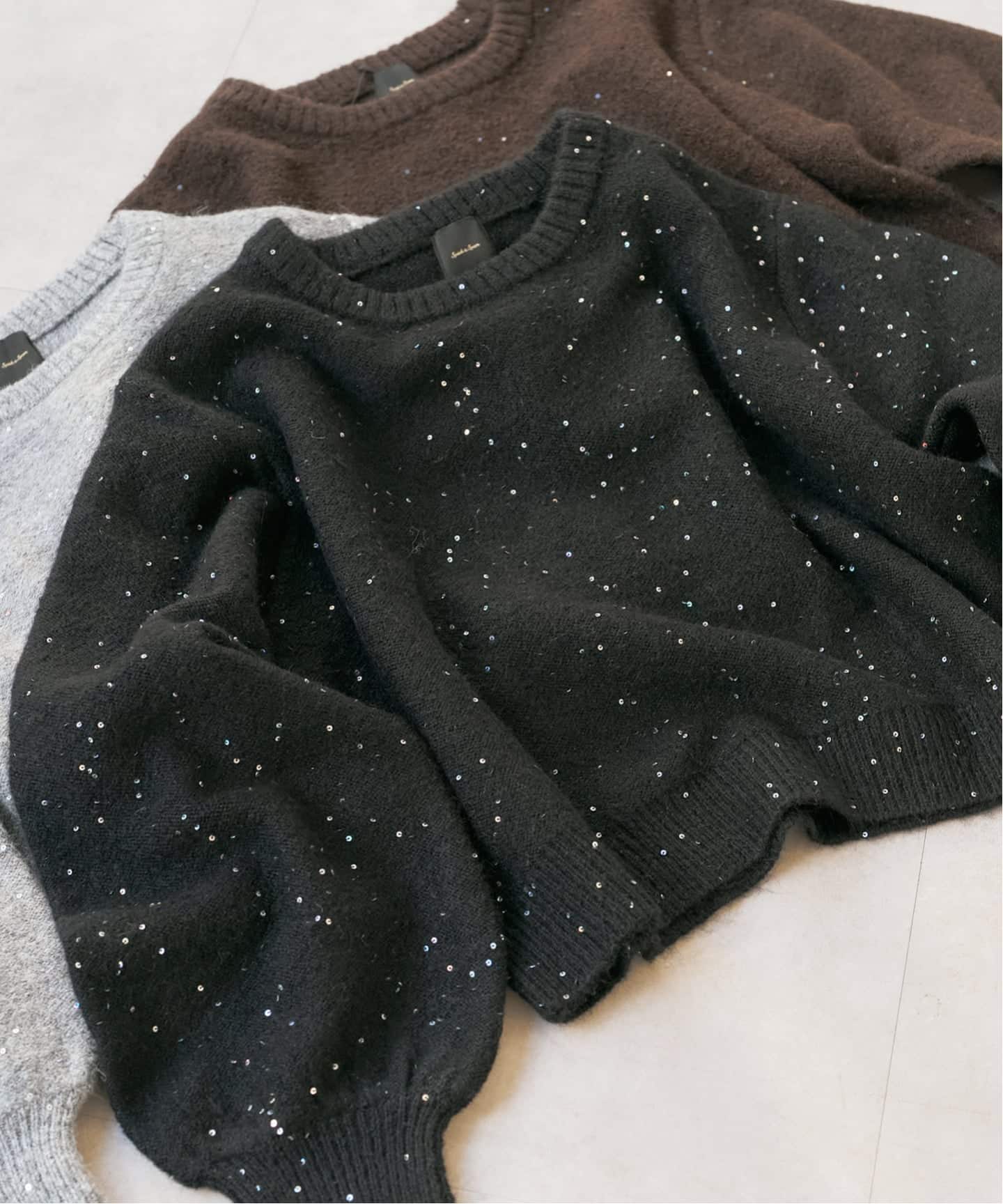 新色有り / 追加》スパンコールショート丈ニット（ニット／セーター