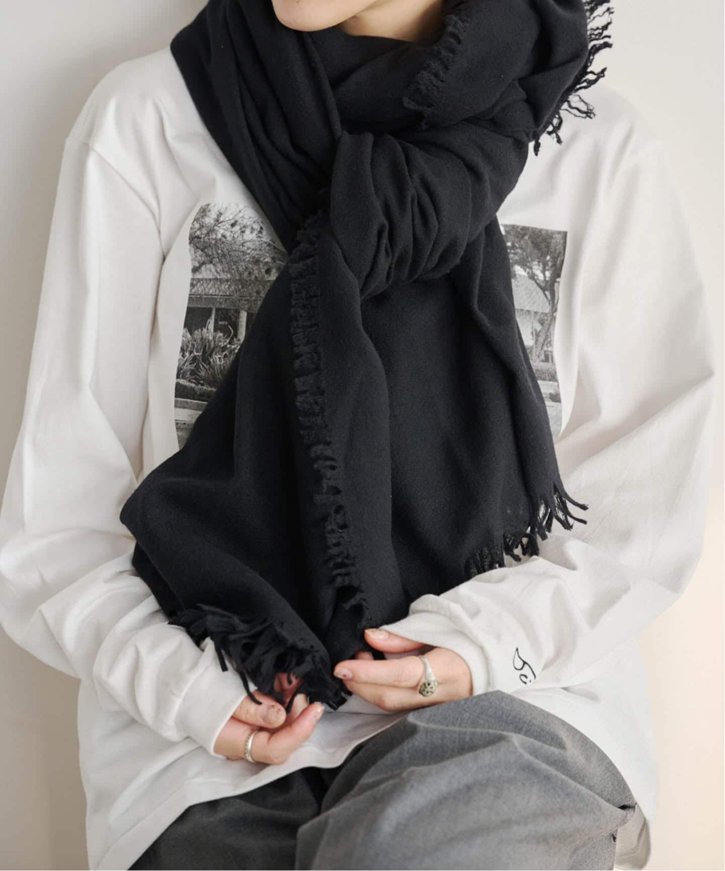 ASAUCE MELER ファインラムエアリーソリッドウールストール（ストール