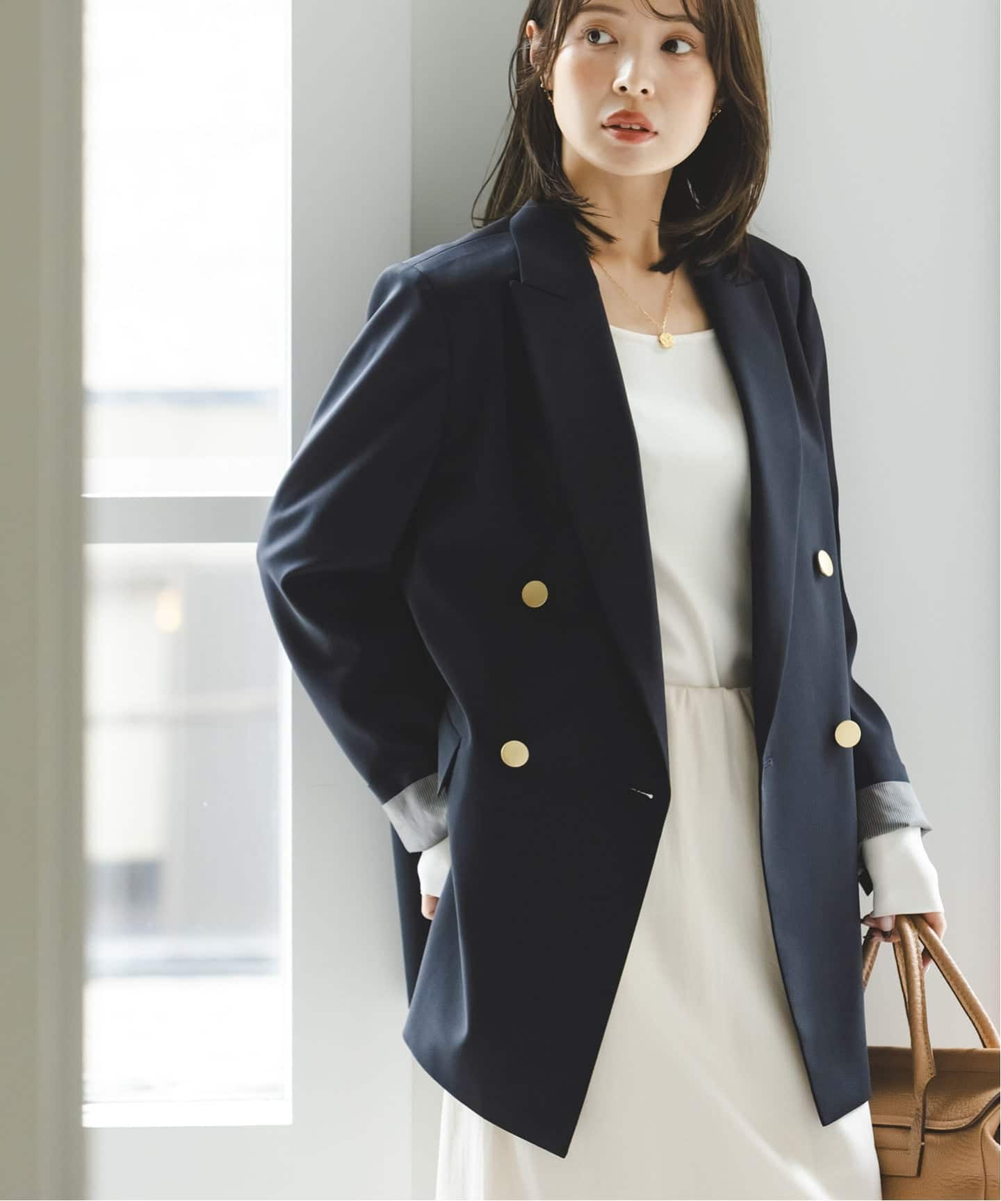 エステルツイルピークドラペルジャケット（テーラードジャケット