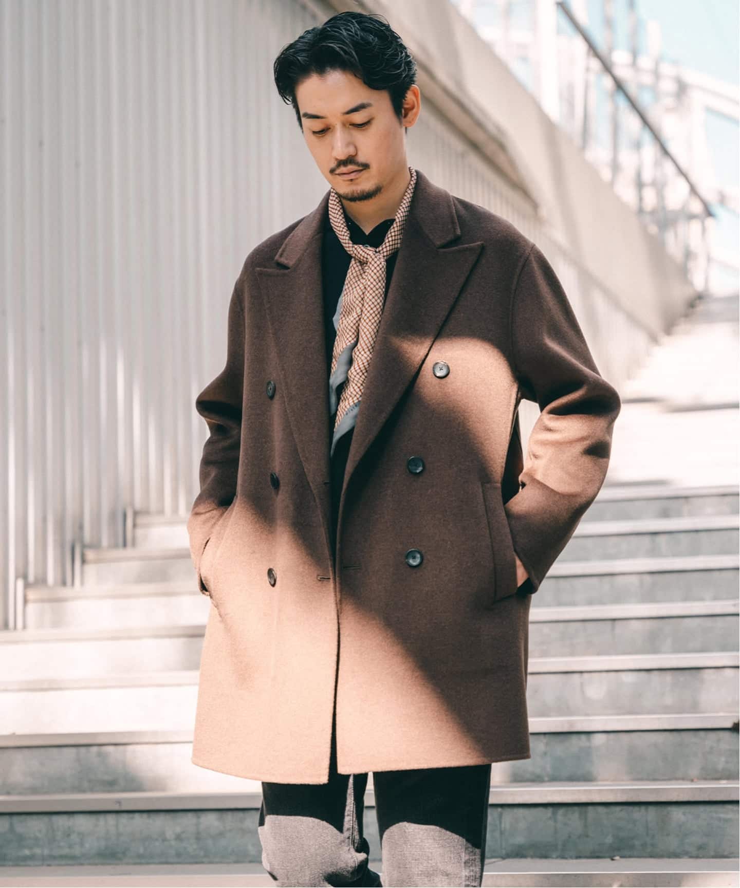 E. ウールカシミヤ Wフェイス コート（チェスターコート）｜EDIFICE