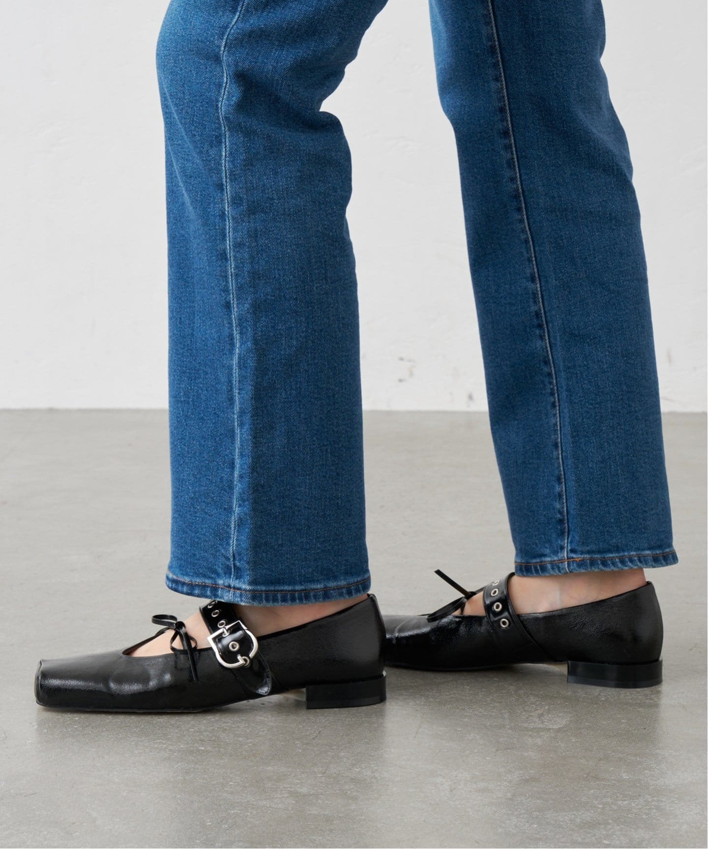 GRISEボックススクエアダブルメリージェーン（フラットシューズ）｜LE