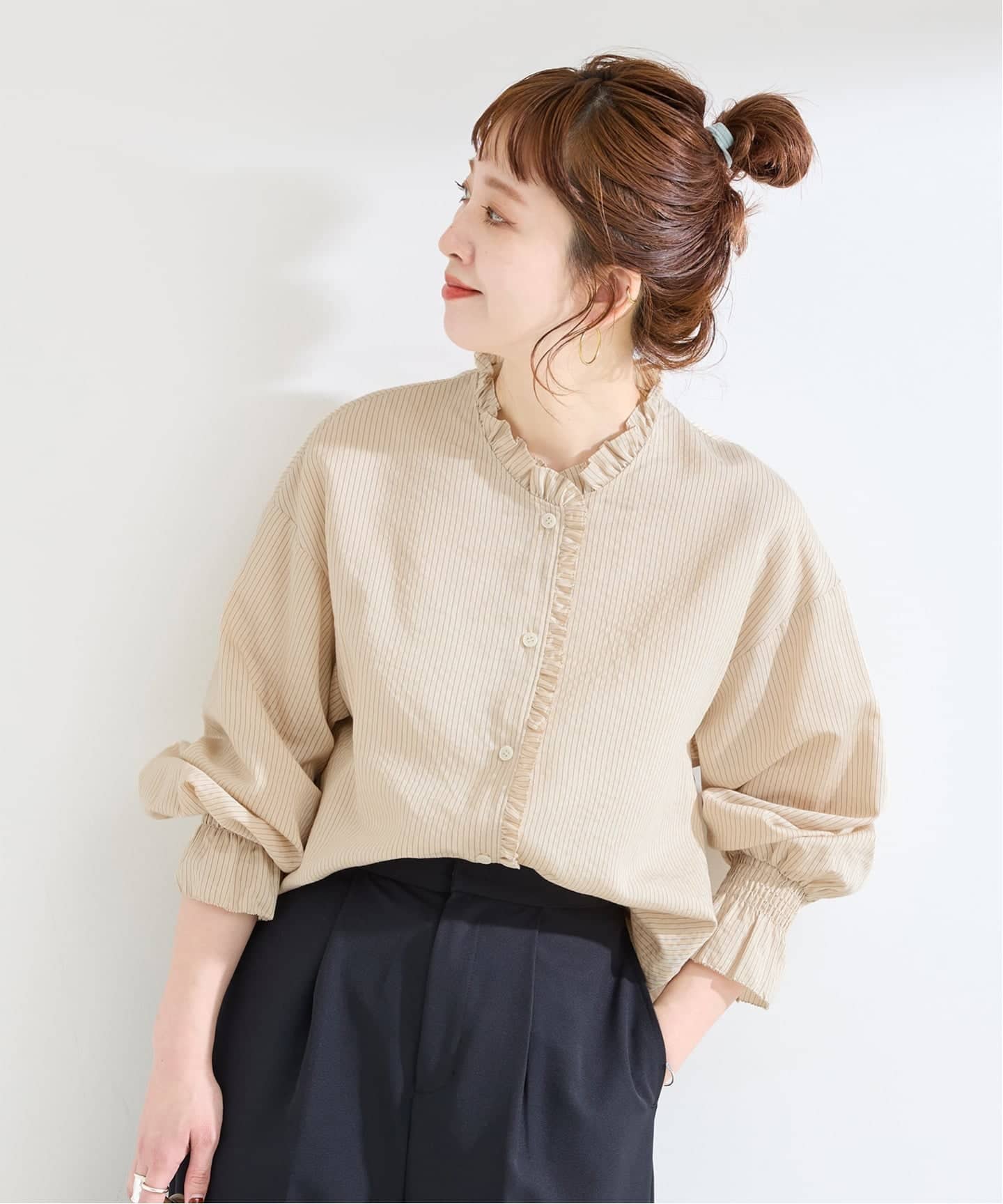 ウォッシャブル / フロントフリルブラウス（シャツ／ブラウス）｜B.C