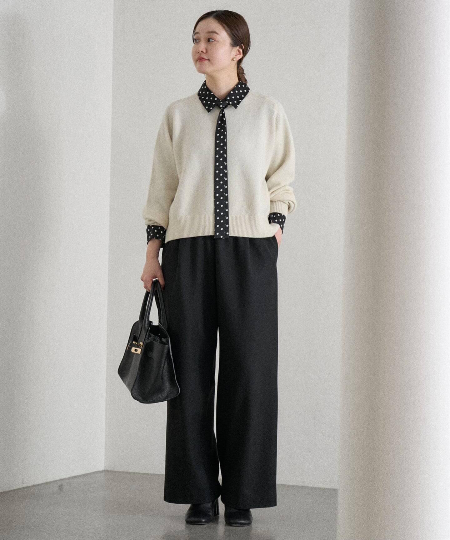 WEB限定/追加4》サテンドットタイ付ブラウス（シャツ／ブラウス