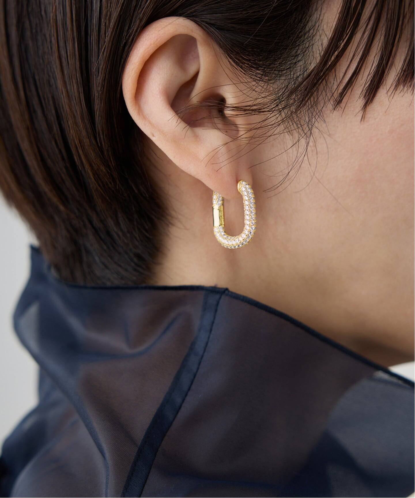 追加》LUV AJ ラヴエージェイ XL PAVE CHAIN LINK HOOP（ピアス（両耳