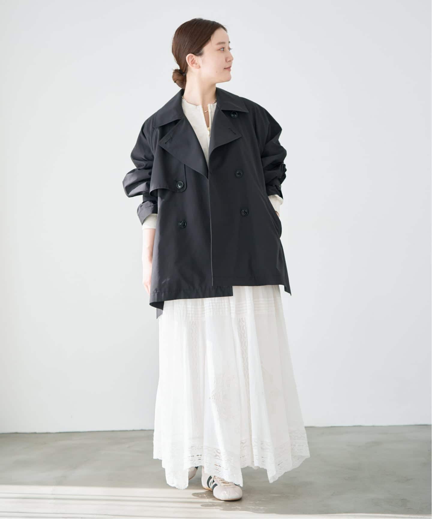 新色あり/追加4/洗濯機洗い可》ポプリンオーバーショートコート