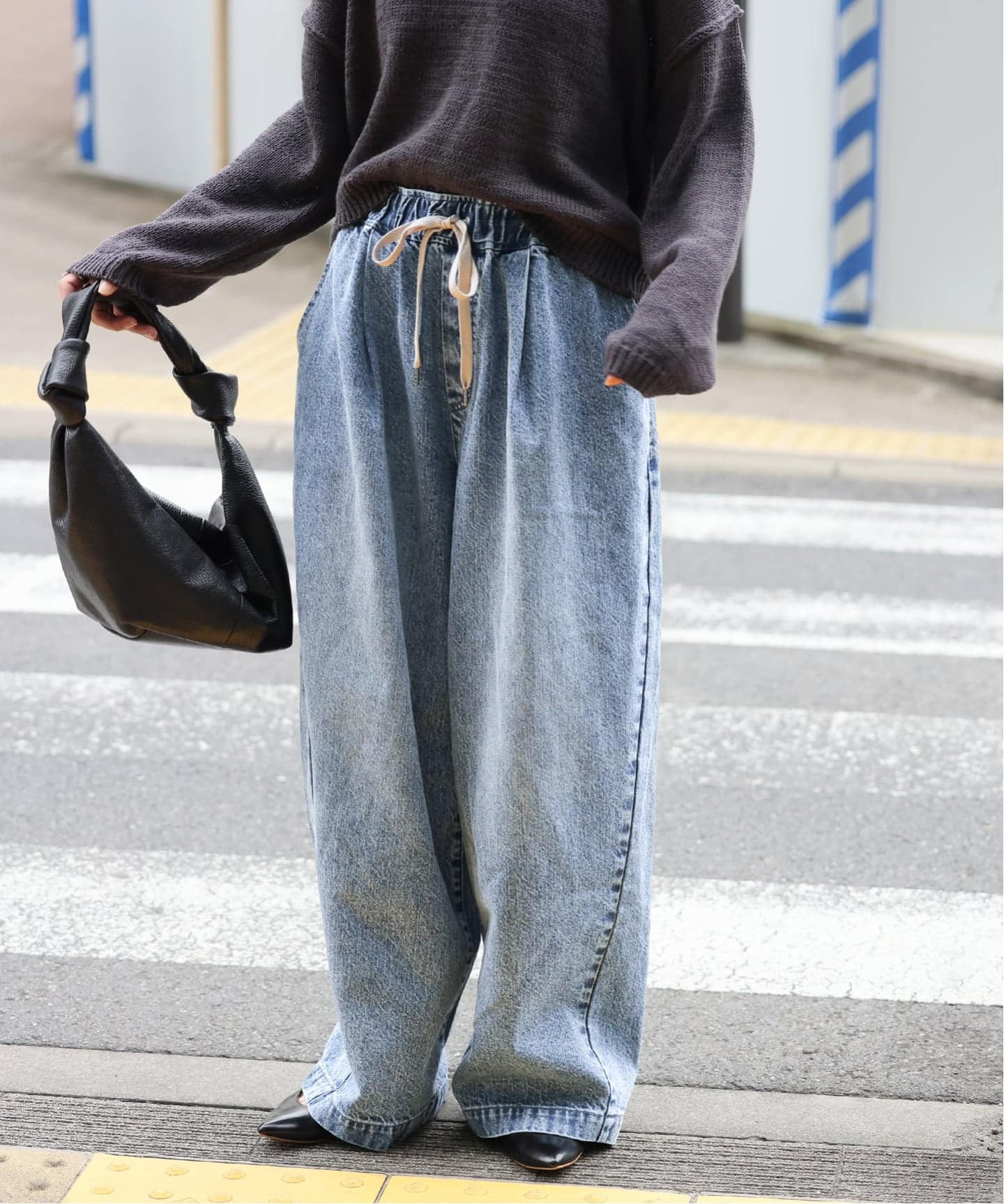 追加》イージーデニムワイドパンツ（デニムパンツ・ジーンズ