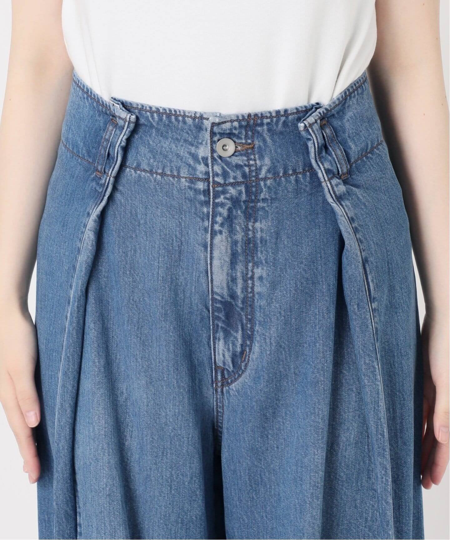 追加》スージングデニムフォルムタックパンツ（デニムパンツ・ジーンズ