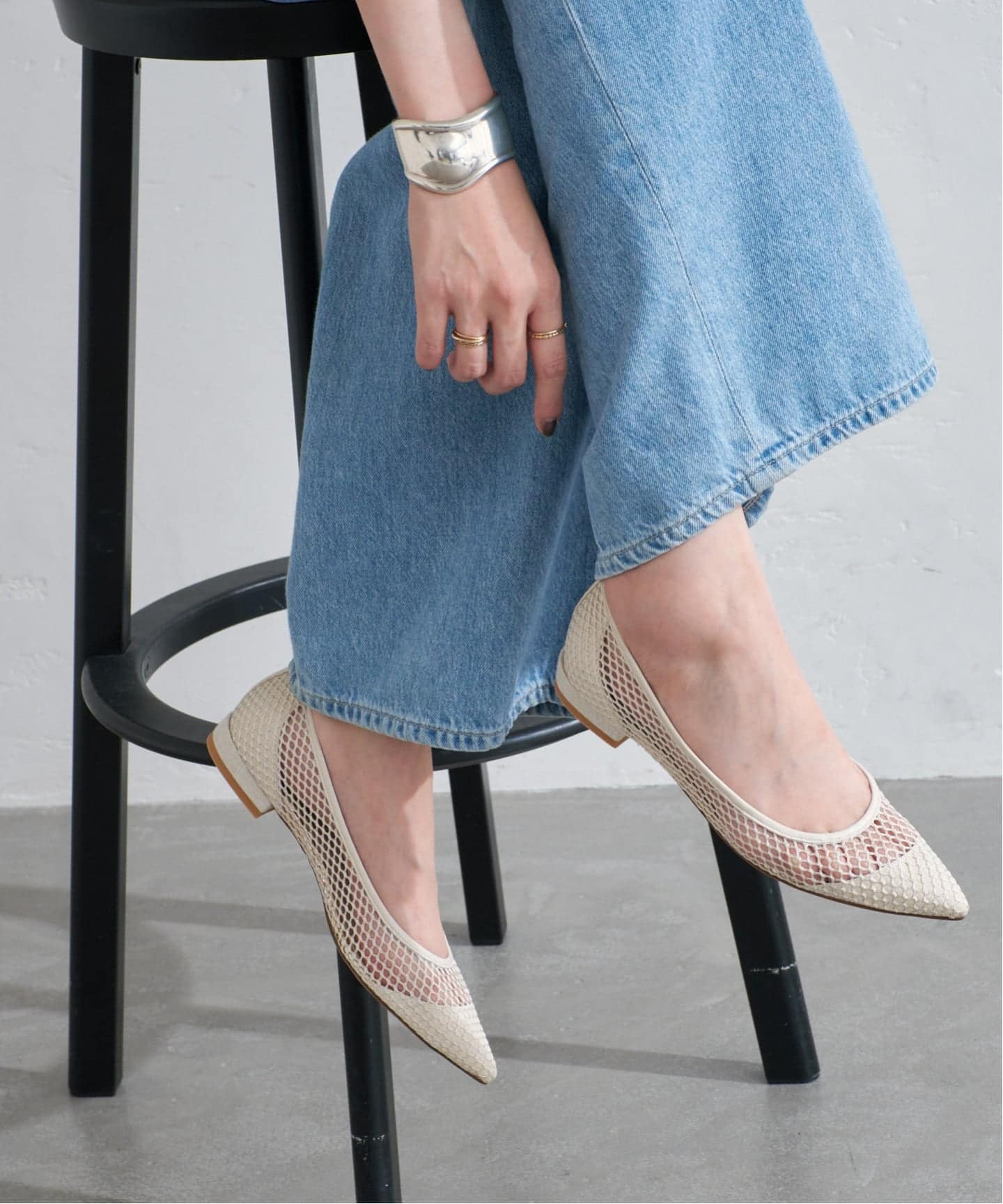 追加予約3》ポインテッドネットフラット（フラットシューズ）｜LE