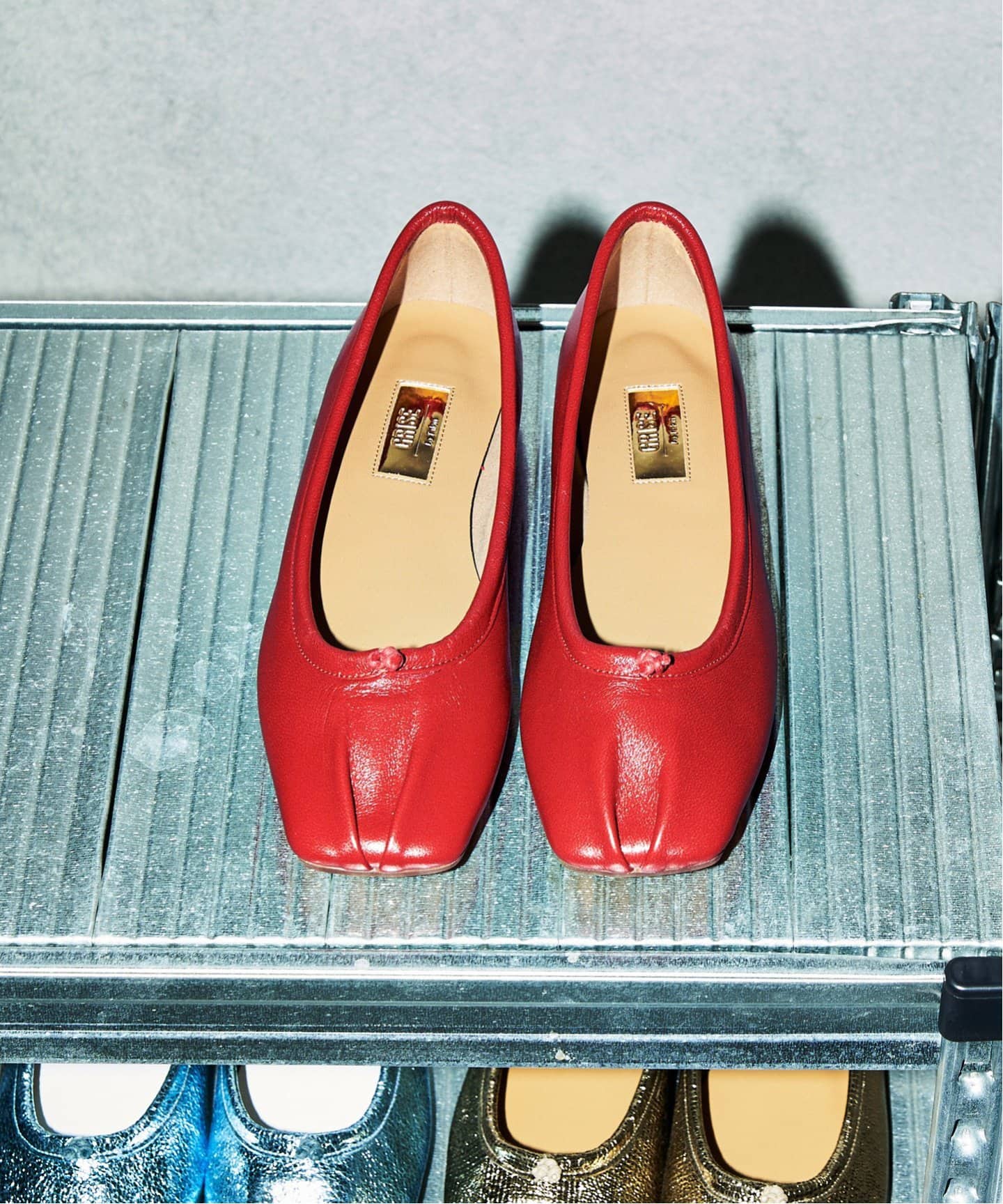 GRISEレザースクエアプリーツフラット（フラットシューズ）｜LE TALON