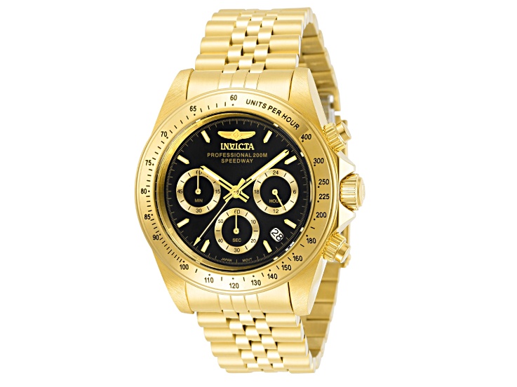 Invicta Speedway 39.5mm Black Dial Yellow Stainless Steel Quartz