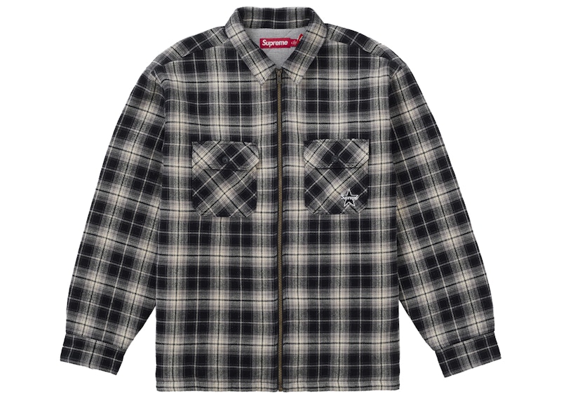 Supreme Thermal Lined Zip Up Flannel Shirt Black Men's - FW25 - US